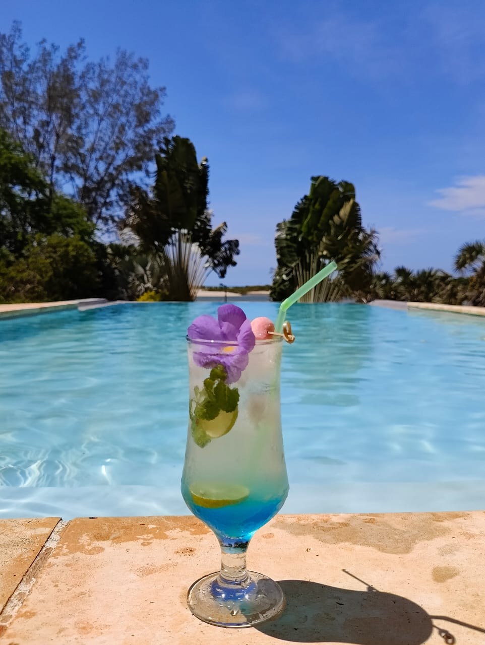 Piscine au coucher du soleil, DDM